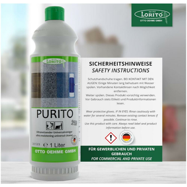 Wischpflege Purito 219 Polyurethan-Reiniger Vinyl-Reiniger 1 Liter