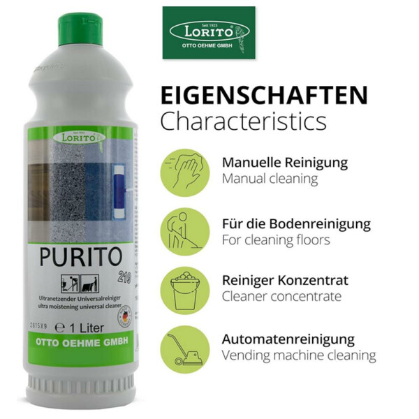 Wischpflege Purito 219 Polyurethan-Reiniger Vinyl-Reiniger 1 Liter