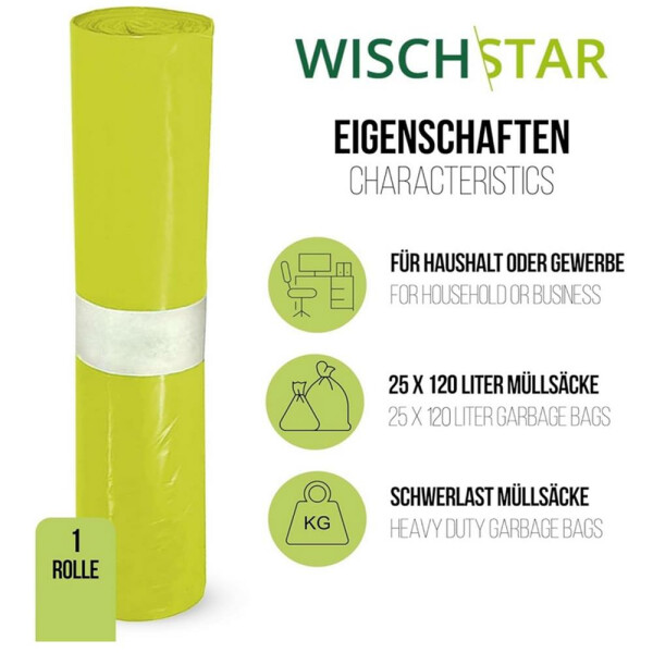 Müllsack Müllbeutel BRILLANT A, 120 l, gelb