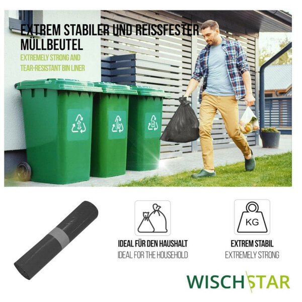 Müllsack Müllbeutel BRILLANT A, 120 l,  schwarz