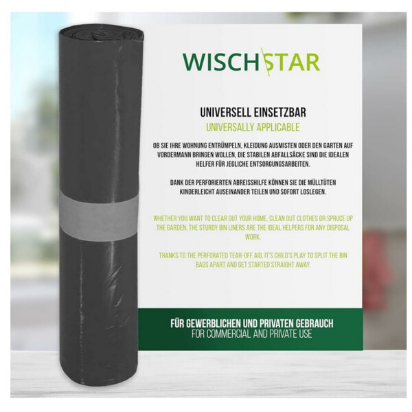 Müllsack Müllbeutel BRILLANT A, 120 l,  schwarz