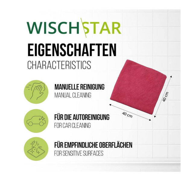 Wisch-Star Microfasertuch Frottee Mikrofasertuch rot