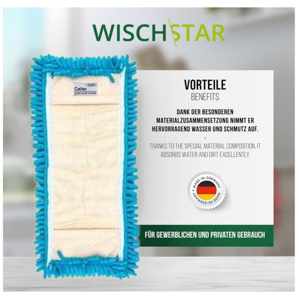 Wisch-Star Microfasermopp Chenille "Calito" Mikrofasermopp Wischmopp blau 40 cm