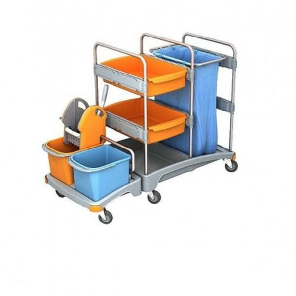 Splast Systemwagen TSZ-0001 2x20 L, 120 L Abfallsack und 2xtiefe Kunststoffwanne