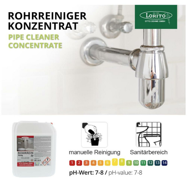 Lorito Rohrrein 354 10 L flüssig Abflussreiniger Rohrreiniger Rohreinigungsmittel