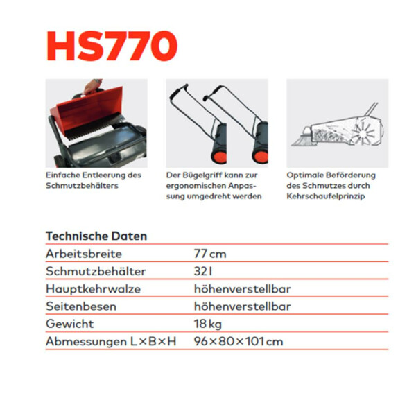 Cleanfix Kehrmaschine HS 770 inkl. Seitenbesen
